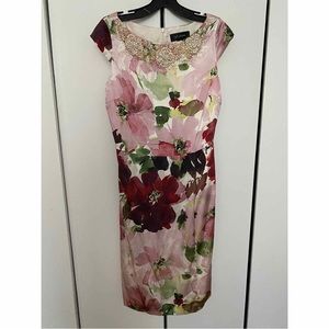 St. John embellished floral silk dress
